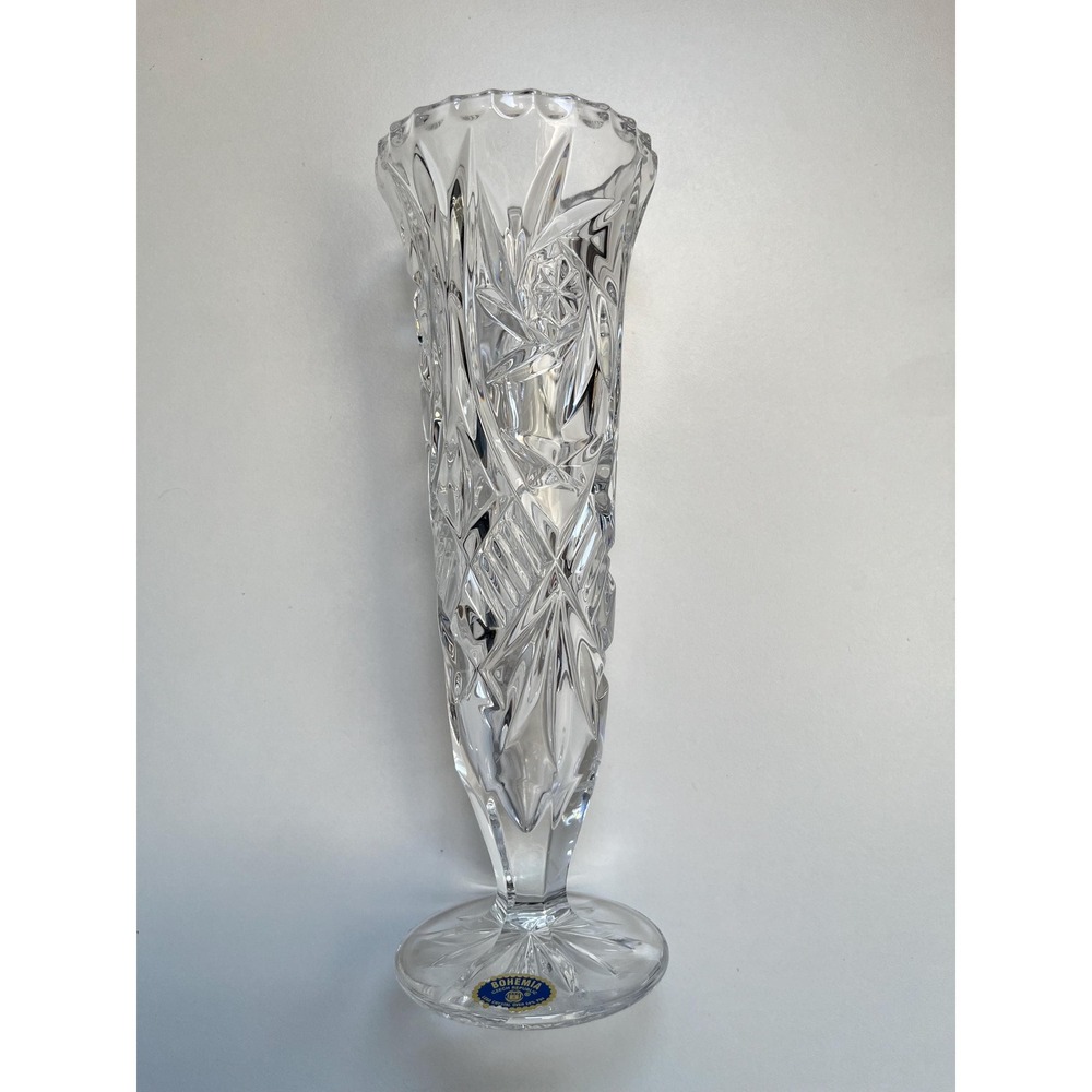 Crystal Vase 8" Bohemia, Czech Republic